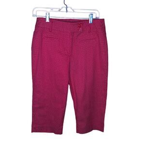 Larry Levine Red Polka Dot Skimmer Capri Pants 8